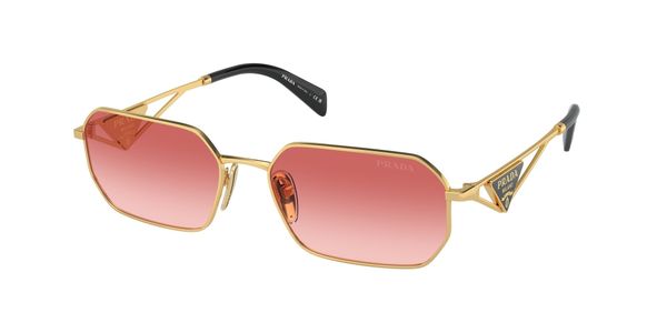 Prada Kobieta Prada PR A51S 5AK40C Okulary przeciwsłoneczne Stal Złoty Różowy Geometryczny Normalna Zacieniony