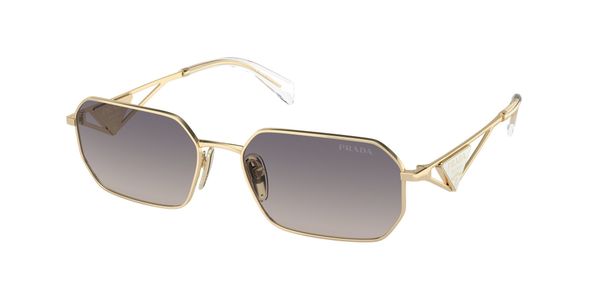 Prada Kobieta Prada PR A51S ZVN30C Okulary przeciwsłoneczne Metal Złoty Niebieski Geometryczny Normalna Zacieniony