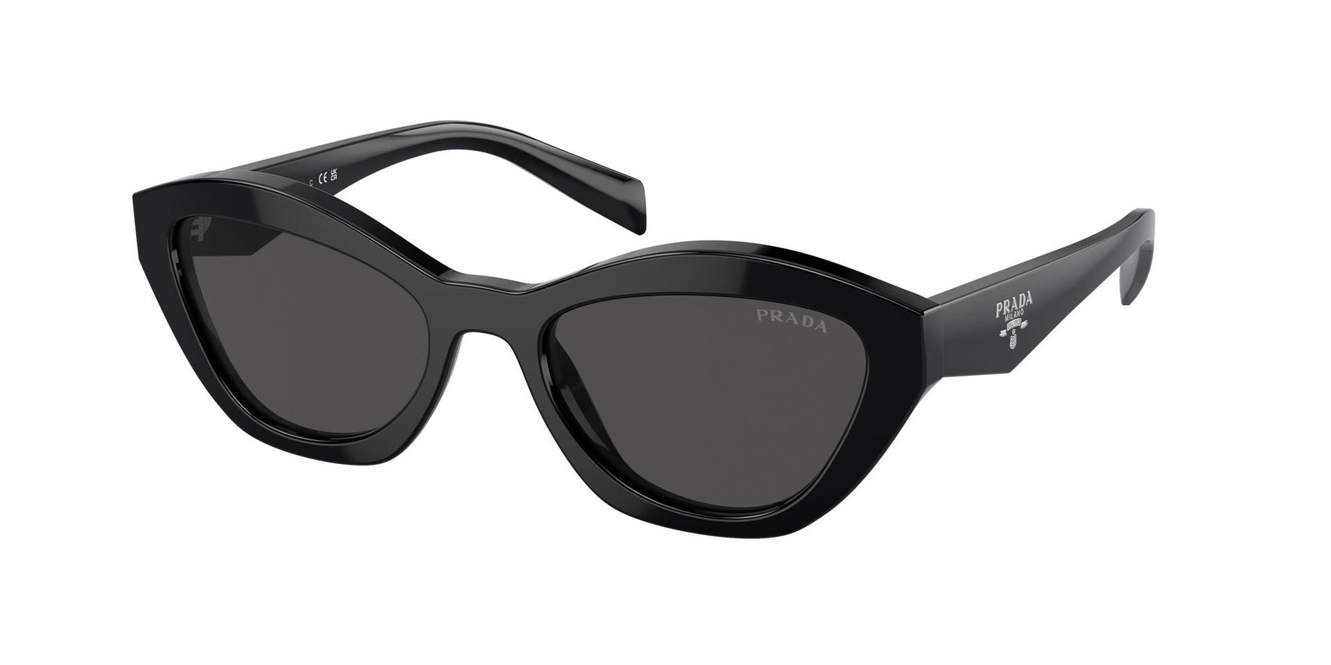 Prada Kobieta Prada PR A02S 16K08Z Okulary przeciwsłoneczne Acetat Czarny Szary Motyl Normalna - Image 1
