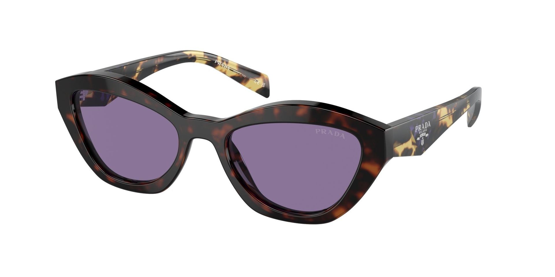 Prada Kobieta Prada PR A02S 17N50B Okulary przeciwsłoneczne Acetat Żółw Fioletowy Motyl Normalna Lustro - Image 1