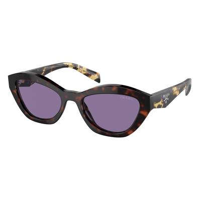 Prada Kobieta Prada PR A02S 17N50B Okulary przeciwsłoneczne Acetat Żółw Fioletowy Motyl Normalna Lustro - Thumbnail 2