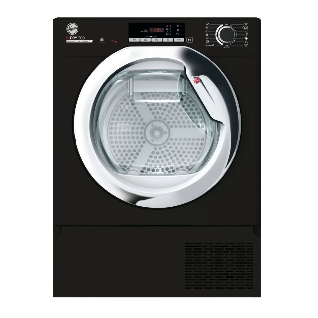 HOOVER BATD H7A1TCEB-80 Integrated WiFi-enabled 7 kg Heat Pump Tumble Dryer, Black - Image 1