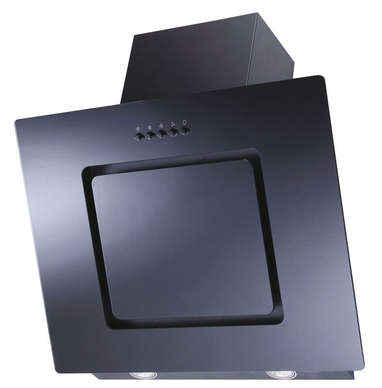 Candy Black 36901698 Unbranded Glass LED Sloped Chimney Hood, 90cm - Image 1