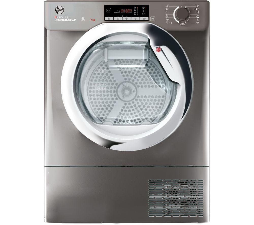 HOOVER BATD H7A1TCER-80 Integrated WiFi-enabled 7 kg Heat Pump Tumble Dryer, Silver/Grey - Image 1