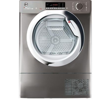 HOOVER BATD H7A1TCER-80 Integrated WiFi-enabled 7 kg Heat Pump Tumble Dryer, Silver/Grey