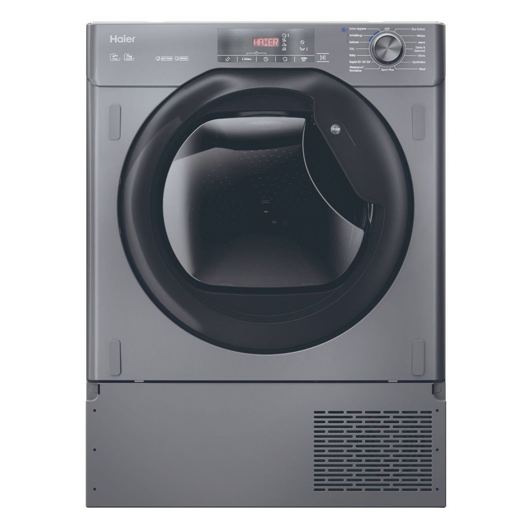 HAIER Series 4 HDB4 H7A2TBERX80 Integrated 7 kg Heat Pump Tumble Dryer, Black - Image 1