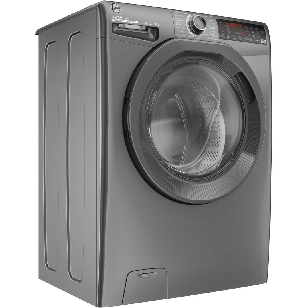 Hoover H-Wash 350 8kg Washing Machine, 1400rpm, Graphite, Smart Wi-Fi, A-Rated - Image 1