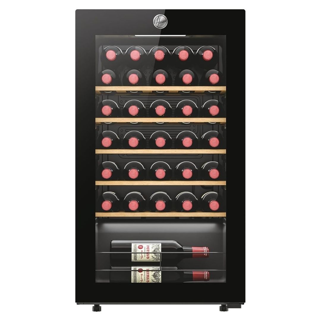 Hoover 34 Bottle Capacity Single Zone Freestanding Wine Cooler - Black - Image 1