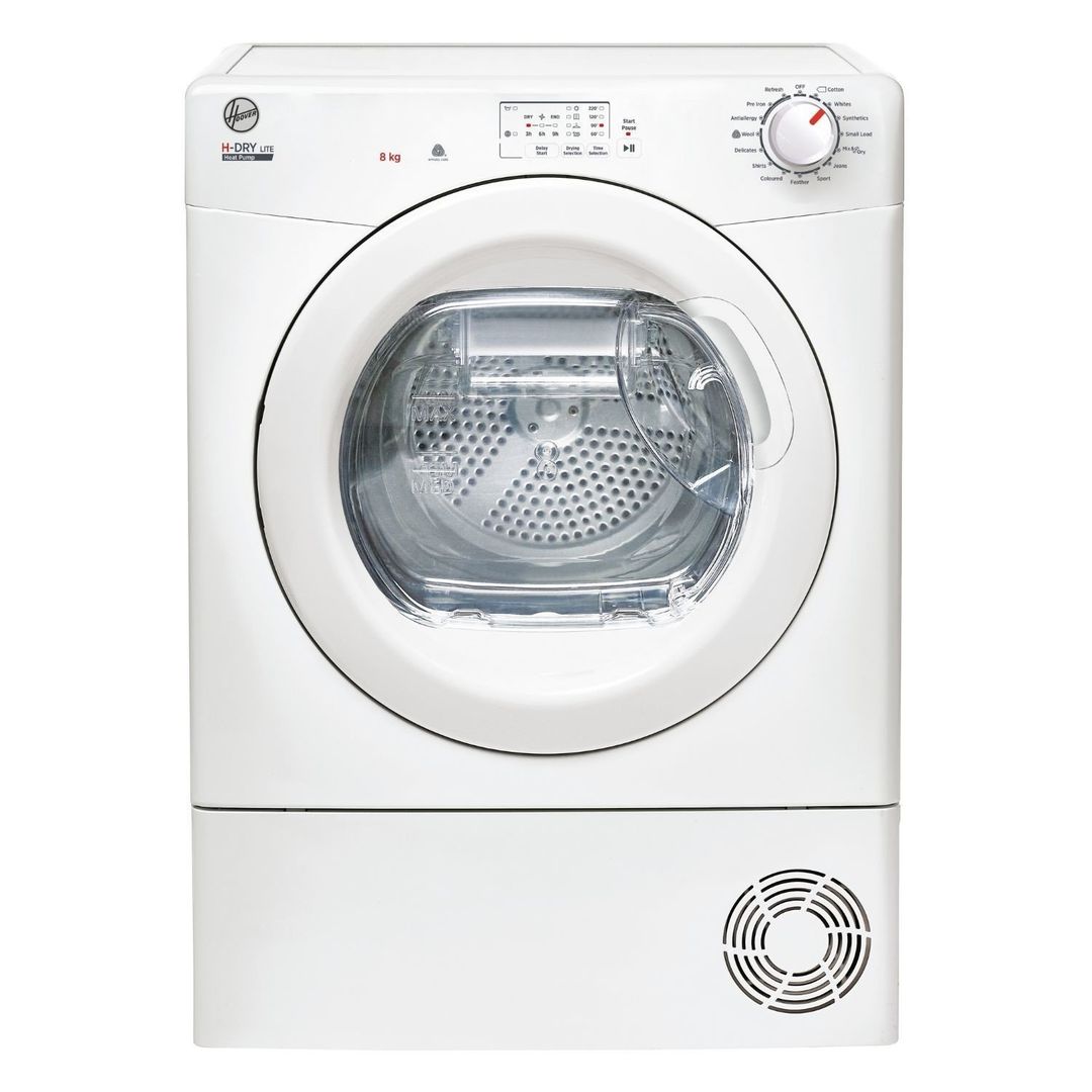 Hoover HLE H8A1LE-80 8kg H-DRY300 Heat Pump Condenser Dryer - WHITE - Image 1