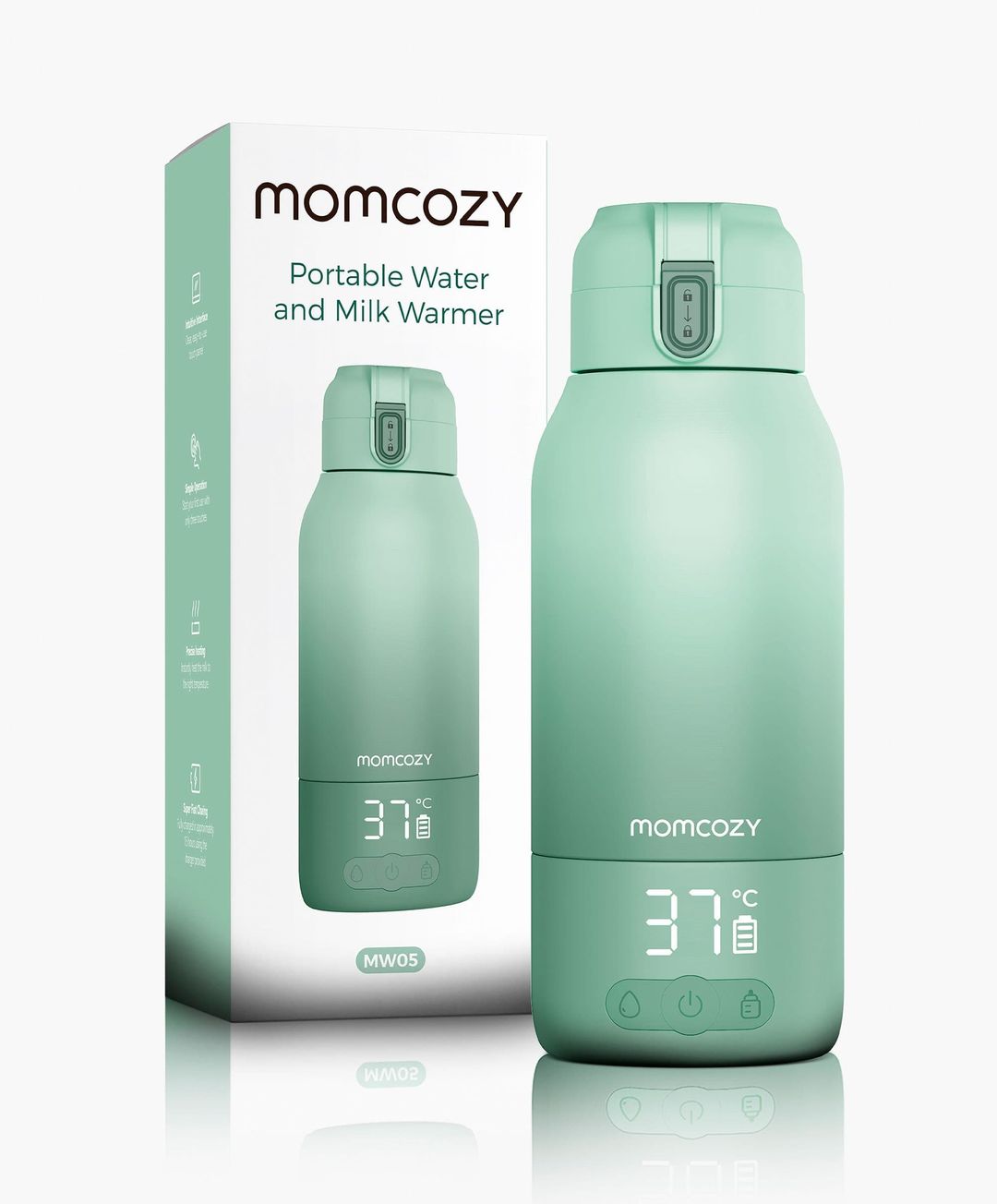 MOMCOZY MW005-GE11BA-A Baby Bottle Warmer - Green - Image 1
