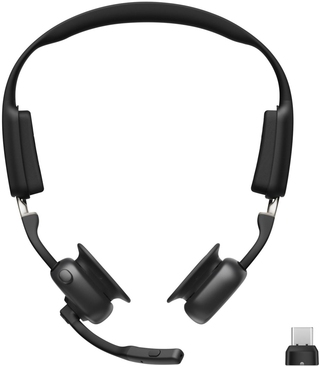 SHOKZ OpenMeet UC Headset with USB Type-C Wireless Adapter - Black, Black - Image 1