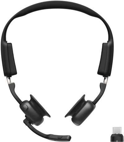 SHOKZ OpenMeet UC Headset with USB Type-C Wireless Adapter - Black, Black