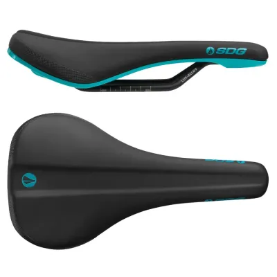 SDG Bel Air 3.0 Lux-Alloy Rail Saddle Black Microfibre Top/Turquoise