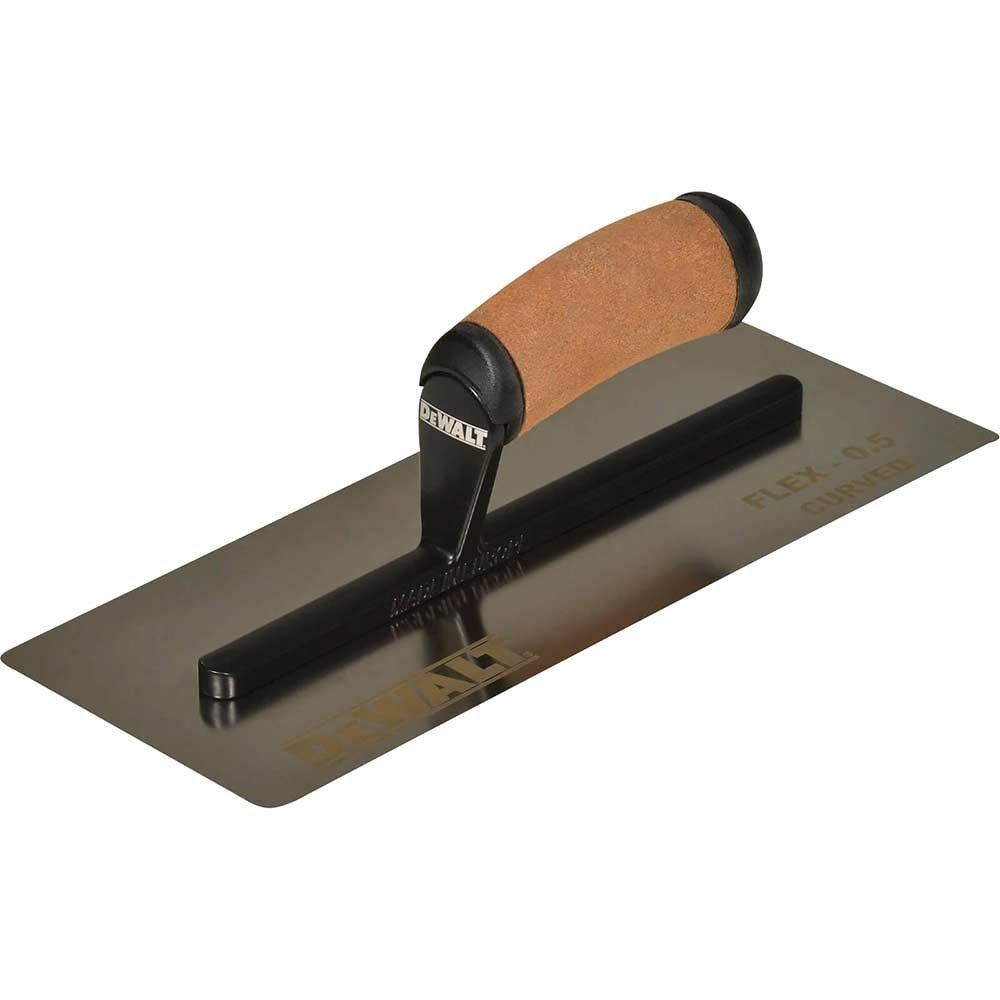 DeWalt Drywall Flex Stainless Steel Curved Trowel Leather Handle 12" - Image 1