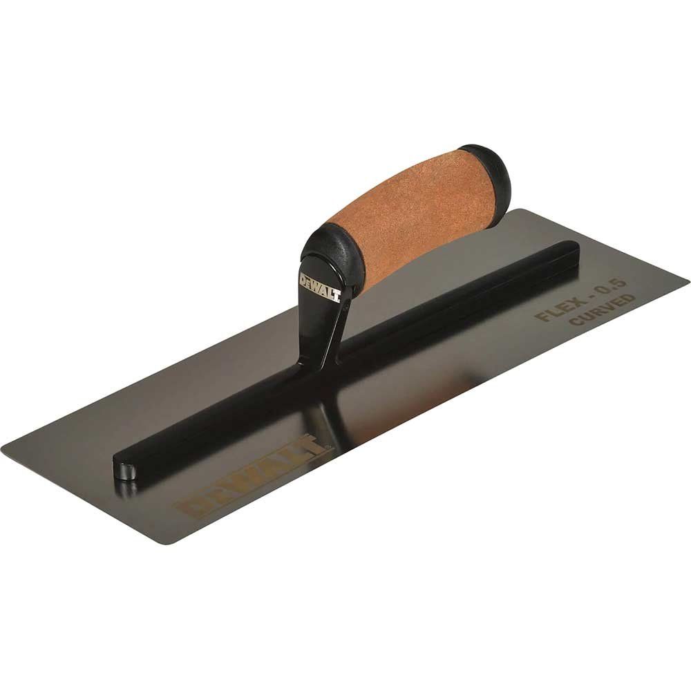DeWalt Drywall Flex Stainless Steel Curved Trowel Leather Handle 14" - Image 1