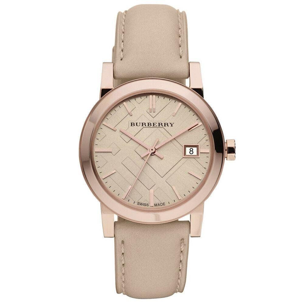 Burberry BU9109 Rose Gold Tone Beige Check Dial Women's Watch - Image 1