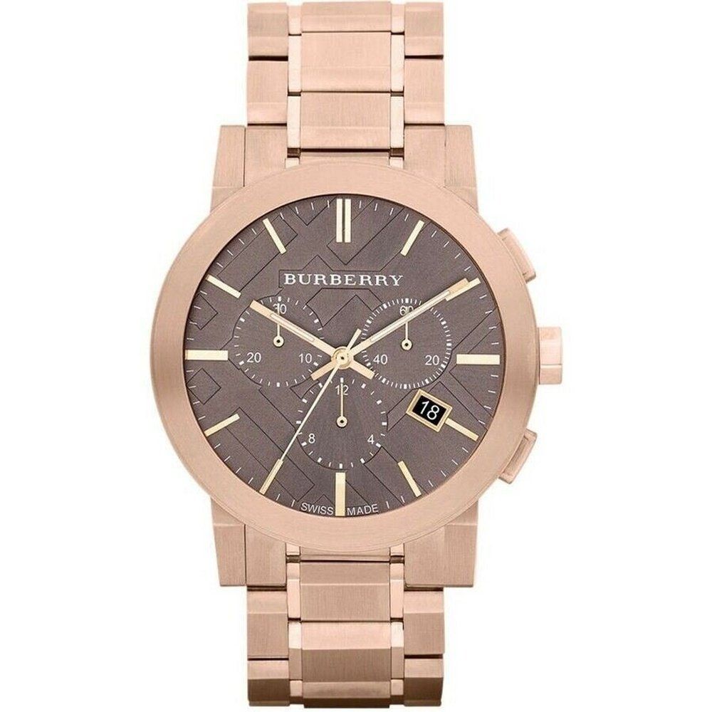 Burberry BU9353 Taupe Chronograph Dial Rose Gold Plated Steel Men's Watch - Image 1