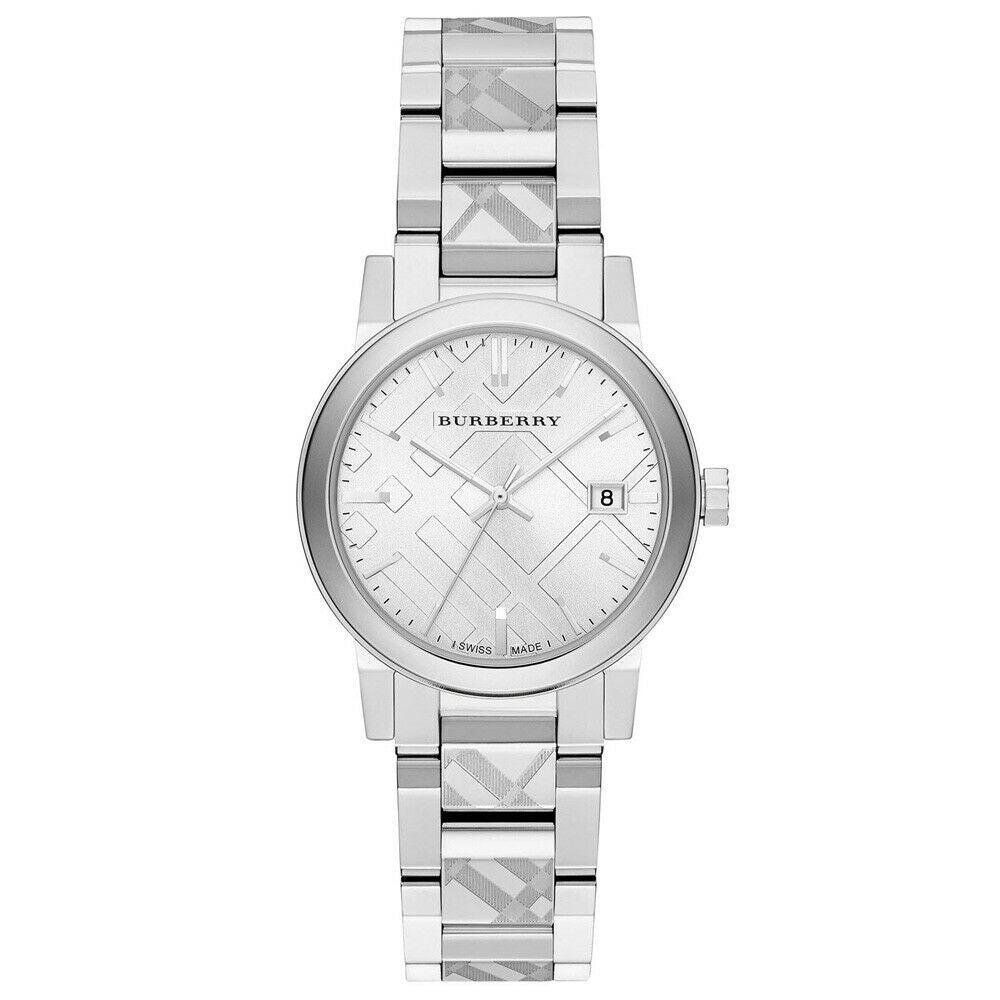 Burberry BU9144 Silver Check Stamped Dial Women's Watch - Image 1