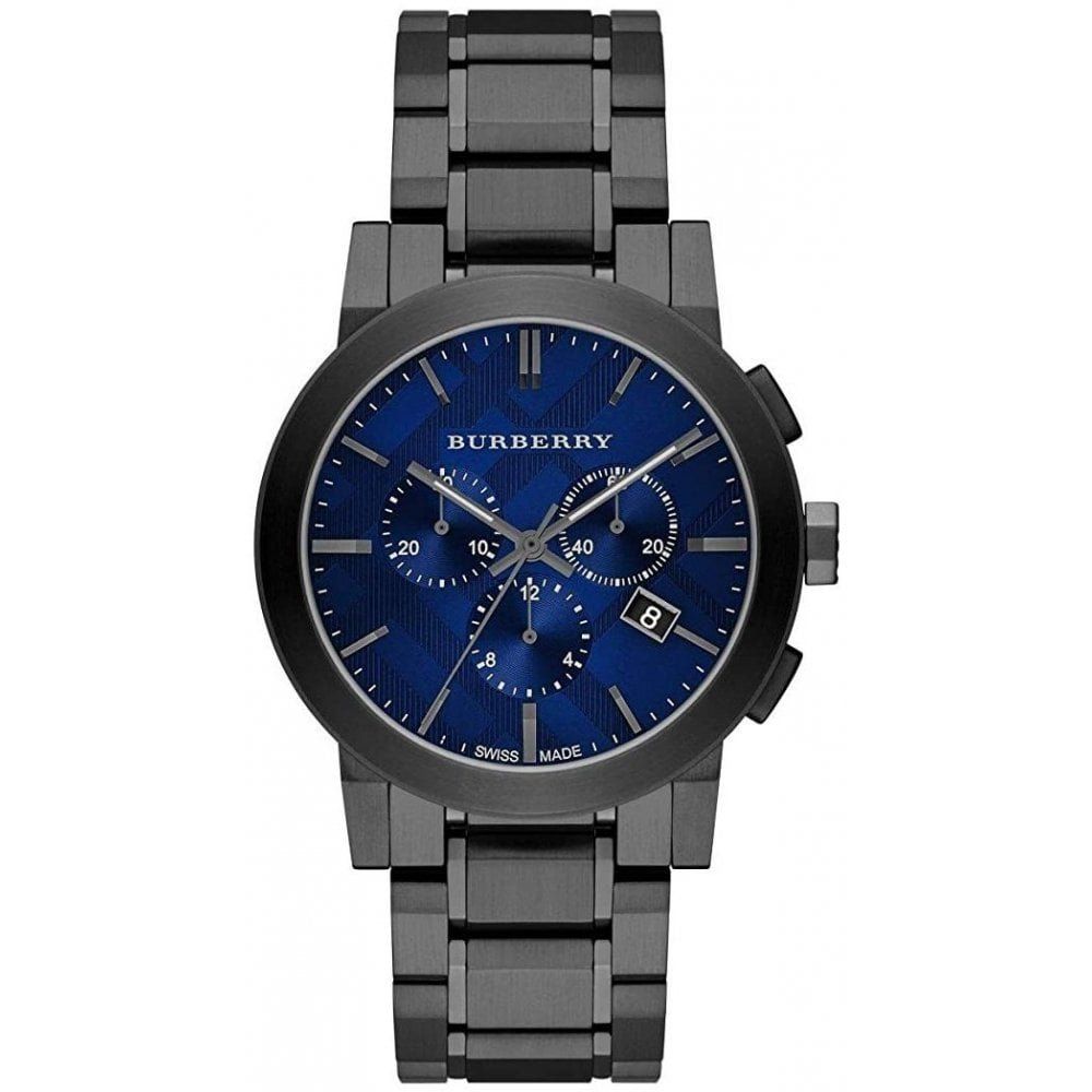 Burberry BU9365 Chronograph Blue Dial Dark Grey Ion-plated Men's Watch - Image 1