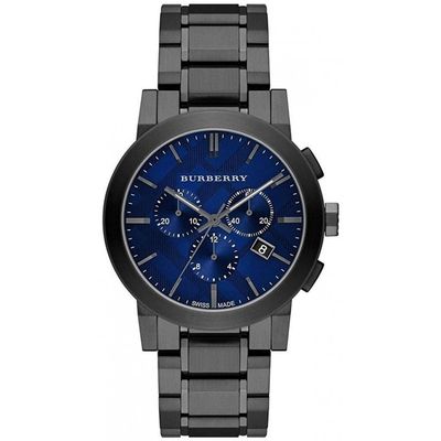 Burberry BU9365 Chronograph Blue Dial Dark Grey Ion-plated Men's Watch