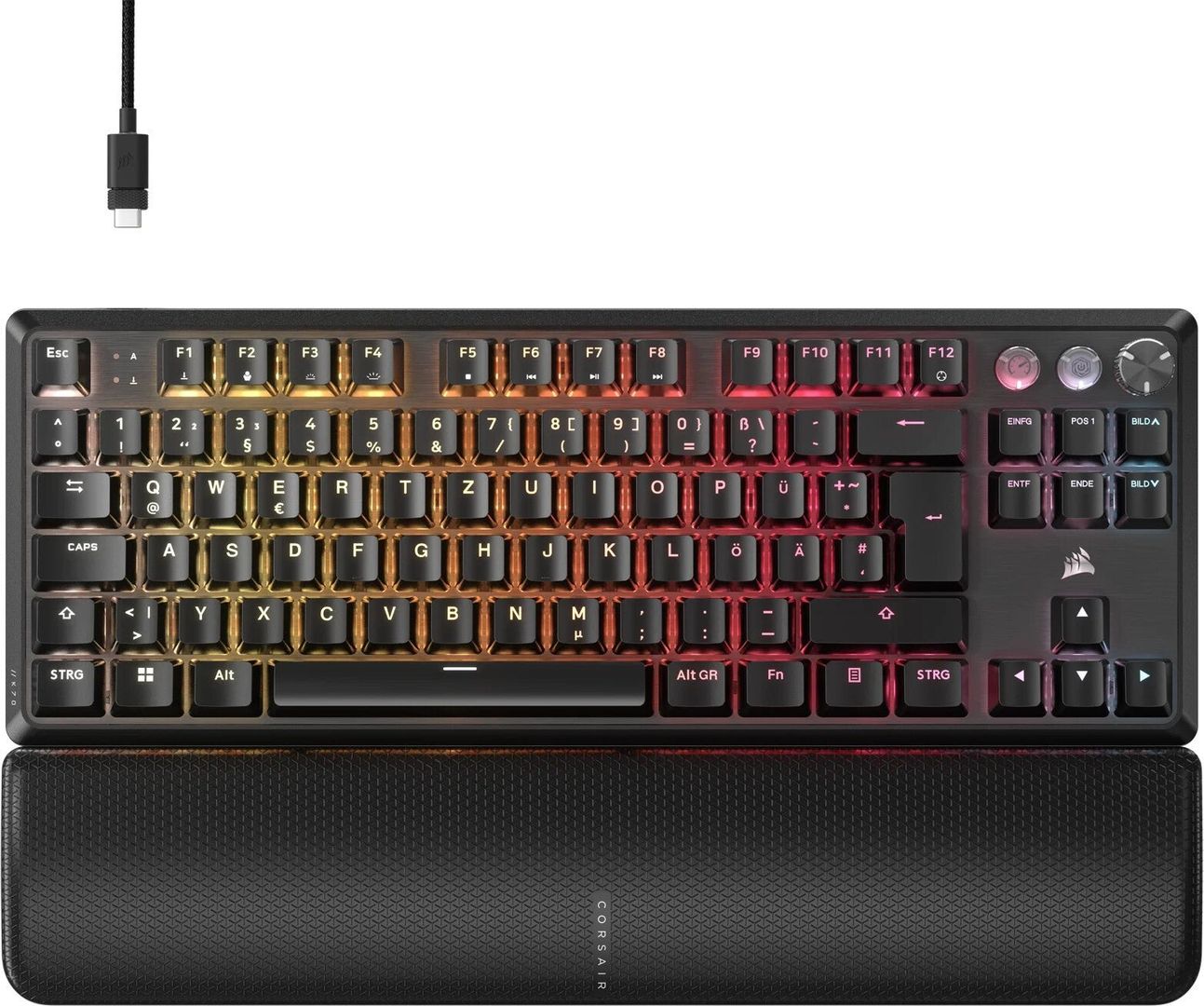 Corsair K70 PRO TKL keyboard Gaming USB QWERTZ UK English Black - Image 1