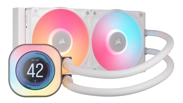 CORSAIR iCUE LINK TITAN 240 RX LCD RGB 240 mm Liquid CPU Cooler - RGB LED, White, White