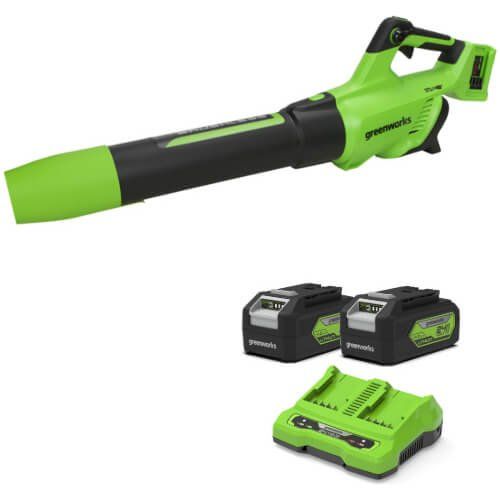 Greenworks BL48L 48v Cordless Garden Leaf Blower 2 x 4ah Li-ion Twin Battery Charger - Image 1