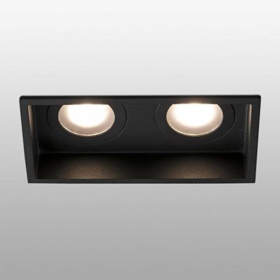 FARO BARCELONA Hyde recessed light, 2-bulb IP44 black