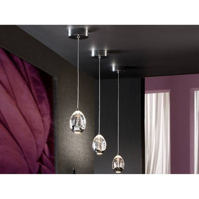 Schuller Valencia LED pendant light Rocio, 1-bulb, metal, glass, chrome - Thumbnail 2