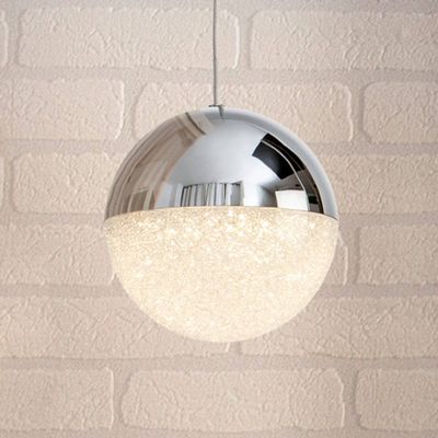 Schuller Valencia Sphere LED hanging light, chrome, 1-bulb, Ø 12 cm