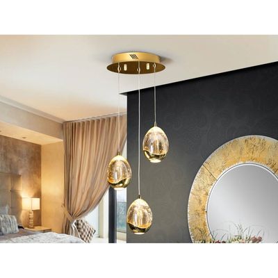 Schuller Valencia LED pendant light Rocio 3-bulb, metal, glass, gold - Thumbnail 2