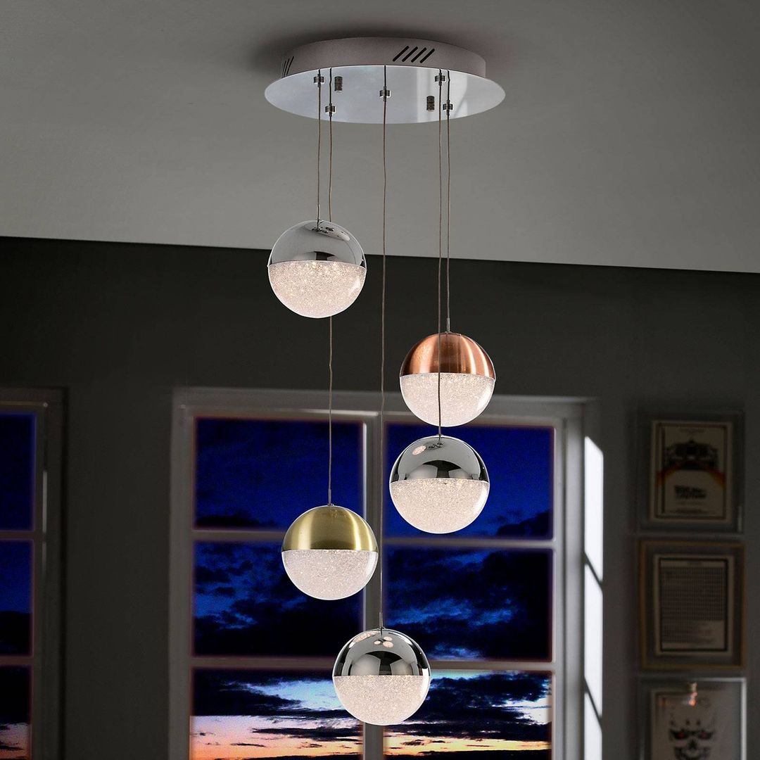 Schuller Valencia Sphere LED hanging light, multicoloured, 5-bulb - Image 1