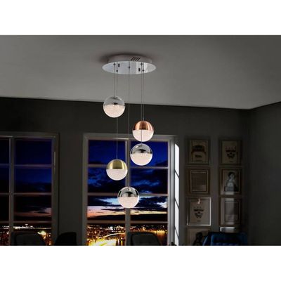 Schuller Valencia Sphere LED hanging light, multicoloured, 5-bulb - Thumbnail 2