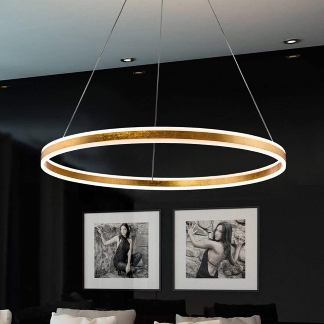 Schuller Valencia LED pendant light Helia, gold-coloured, Ø 100 cm, metal - Image 1