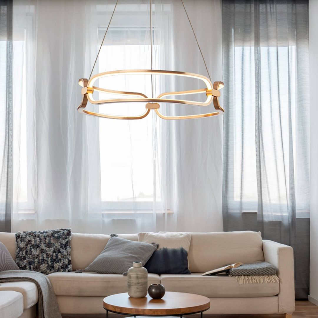 Schuller Valencia Colette LED hanging light, three-bulb, rose gold - Image 1