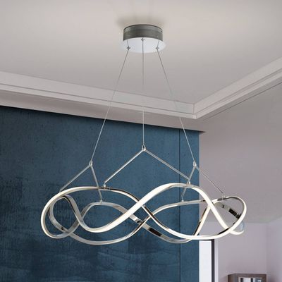 Schuller Valencia Molly LED pendant light, chrome, Ø 80 cm, dimmable