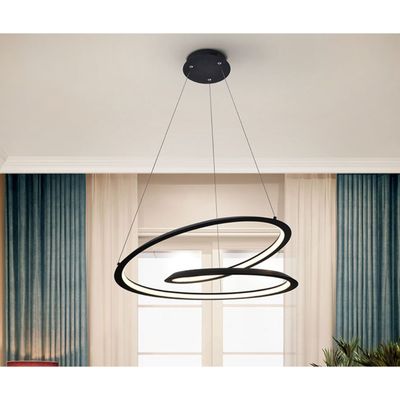 Schuller Valencia Looping LED pendant light, black. Metal, aluminium. Ø 60 cm - Thumbnail 2