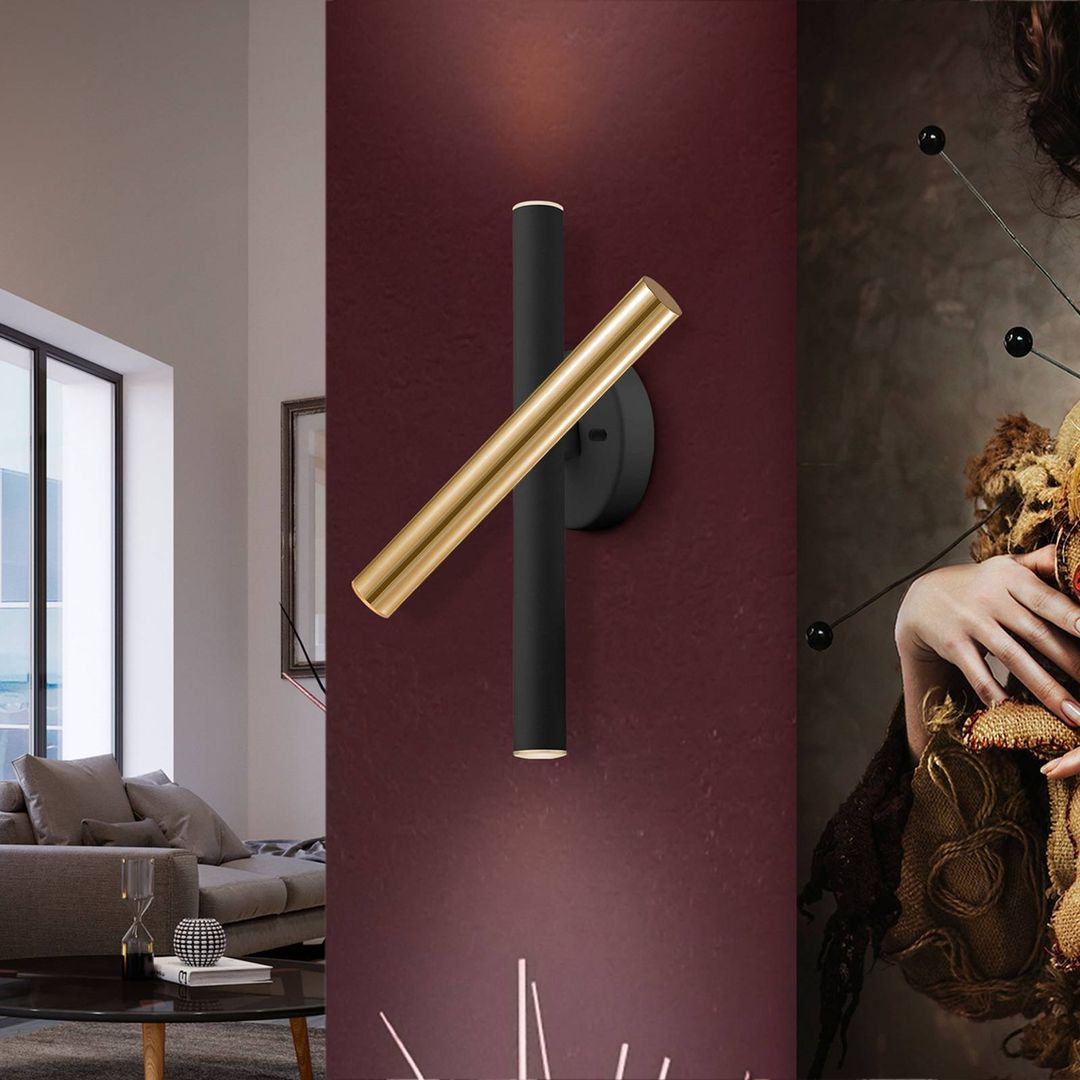 Schuller Valencia Varas LED wall light, dimmable, gold/black - Image 1
