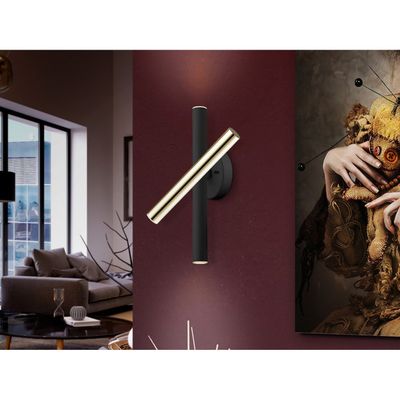 Schuller Valencia Varas LED wall light, dimmable, gold/black - Thumbnail 2