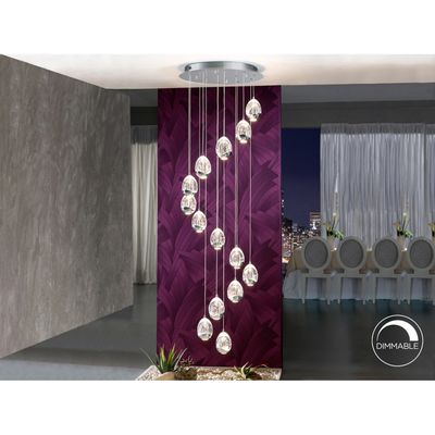 Schuller Valencia Rocio hanging light, 14-bulb, app-control, chrome - Thumbnail 2
