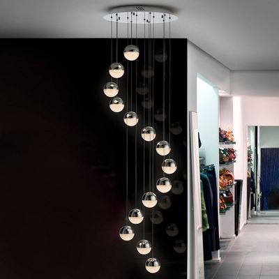 Schuller Valencia Sphere LED pendant light, 14-bulb, chrome app