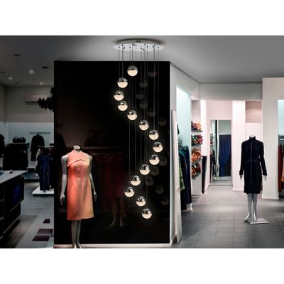 Schuller Valencia Sphere LED pendant light, 14-bulb, chrome app - Thumbnail 2