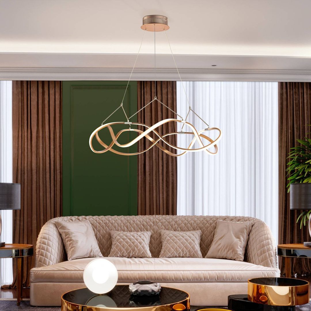 Schuller Valencia Molly LED pendant light remote Ø 80 cm rose gold - Image 1