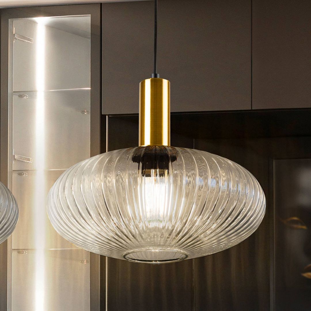 Schuller Valencia Norma pendant light, Ø 30 cm, black/clear, glass, E27 - Image 1