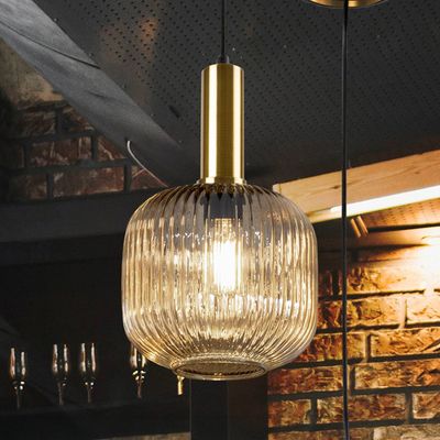 Schuller Valencia Norma pendant light, Ø 20 cm, black/amber, glass, E27
