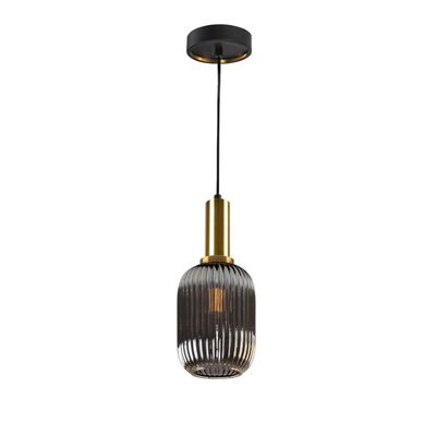 Schuller Valencia Norma hanging light, Ø 14 cm, black/brass, glass, E27 - Thumbnail 2