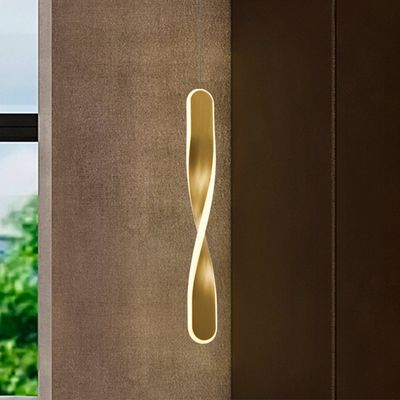 Schuller Valencia LED pendant light, Twist, 1-bulb, gold-coloured, metal