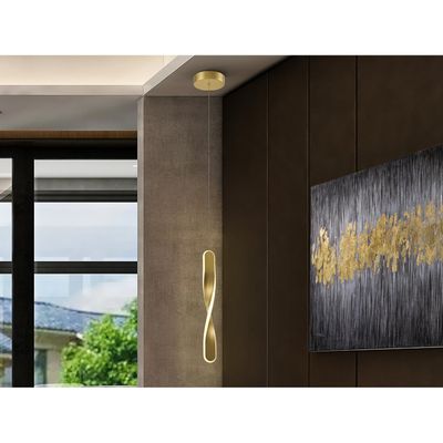 Schuller Valencia LED pendant light, Twist, 1-bulb, gold-coloured, metal - Thumbnail 2