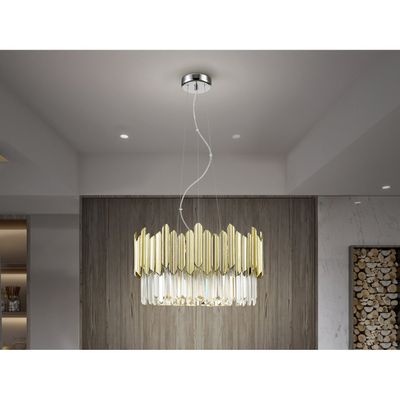 Schuller Valencia Pendant light Tiara, round, faceted glass, chrome/gold - Thumbnail 2