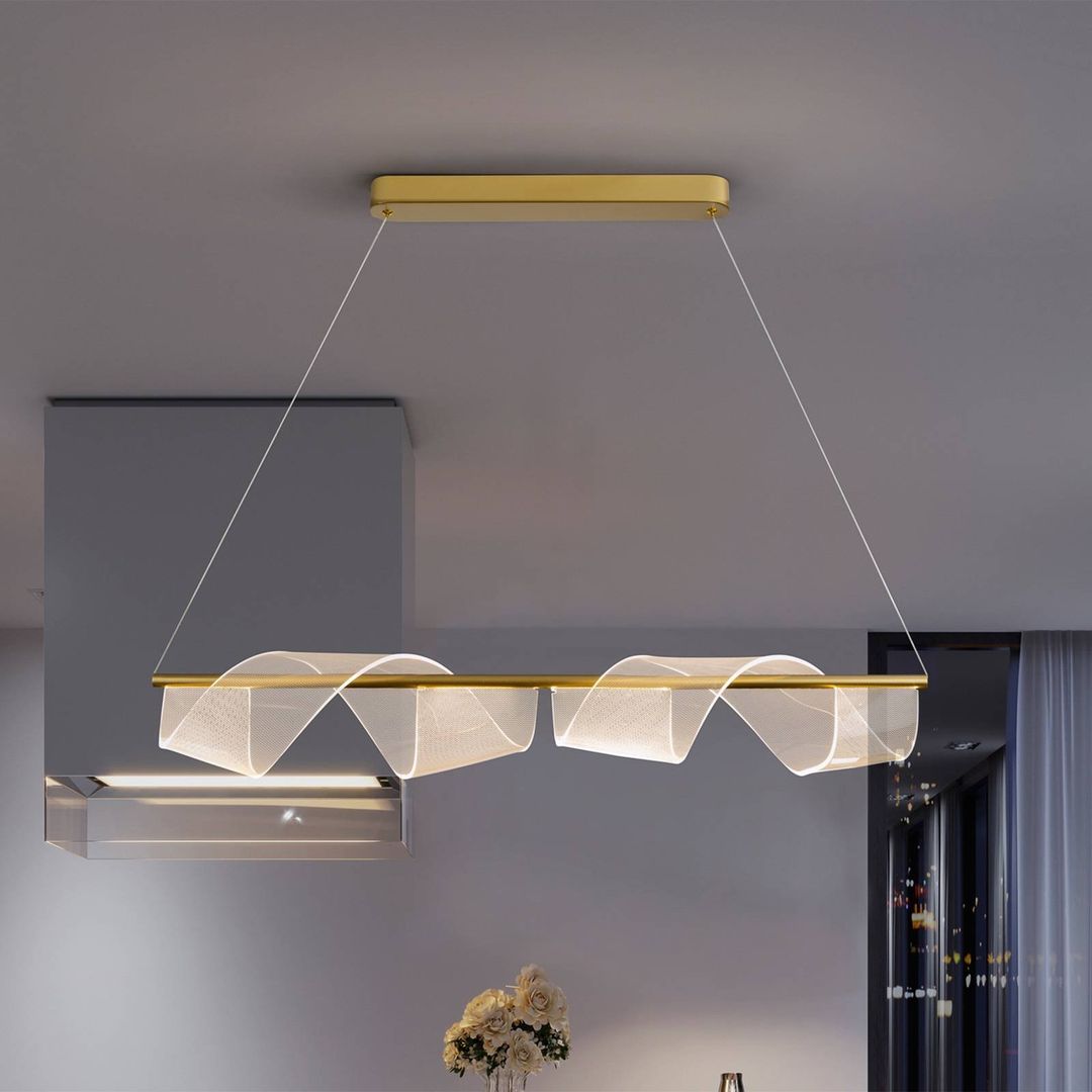 Schuller Valencia Velas 1-bulb LED hanging light, length 100 cm, gold-coloured, metal - Image 1